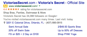Victoria's Secret Google AdWords
